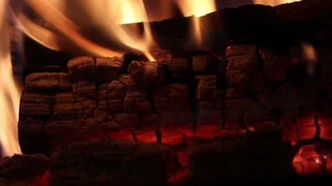Flames Of A Fireplace Stock Footage 86493092