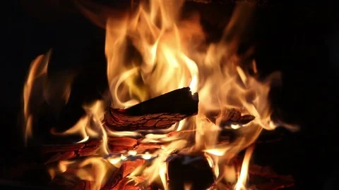 Flames Of A Fireplace Stock Footage 86769658