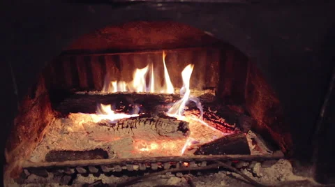 Flames of a fireplace in the house Stock Footage 45888264