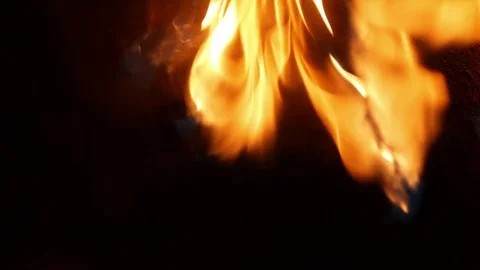 The flames flash on a sheet of rusty metal Stock Footage 79692262