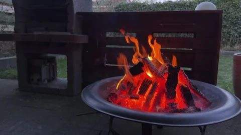 Flames flickering on wood Stock Footage 326354351