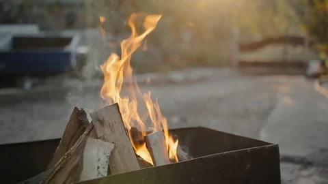 Flames in the grill outdoors 스톡 동영상 71214591