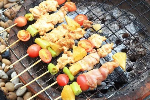 Flames grilling  bbq Stock Photos