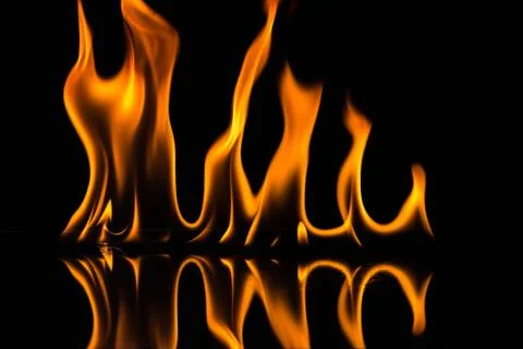 Flames isolated on black Stock Photos