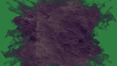 Flames on it smoke black red an explosion of some clouds isolated on green Stock Footage 336849638