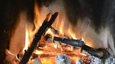 Flames from log burning Video stock 137705716