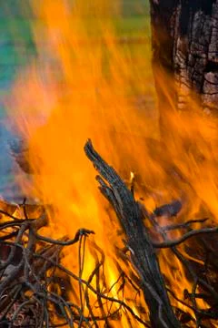 Flames of a raging bonfire Stock Photos