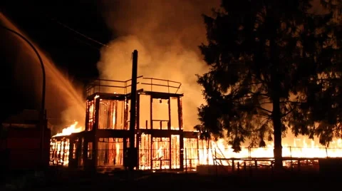 Flames rips through building under construction Stock-Footage 52141032