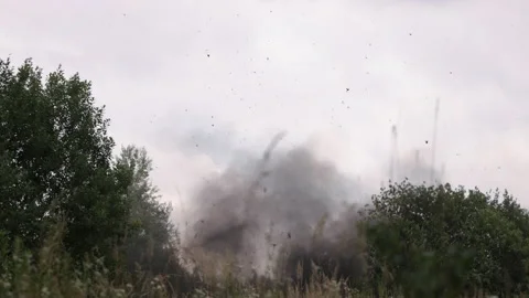 Flames, smoke from large explosion fireball, realistic fire explosion, time bomb Stock Footage 203920478