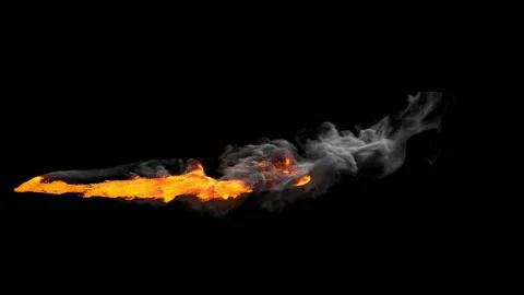 The flames spewed out in a line.  Stock Footage 139213553