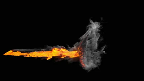 The flames spewed out in a line.  Stock Footage 139213675