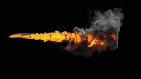 The flames spewed out in a line.  Stock Footage 139213755