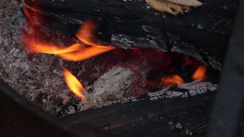 Flames Surrounding a Pile of Logs Stock Footage 196903216