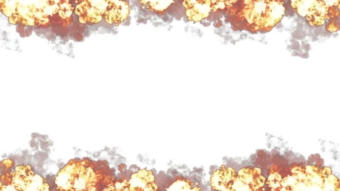 Flames in the upper and lower parts of the screen on a white background. fiery Stock Footage 86657358