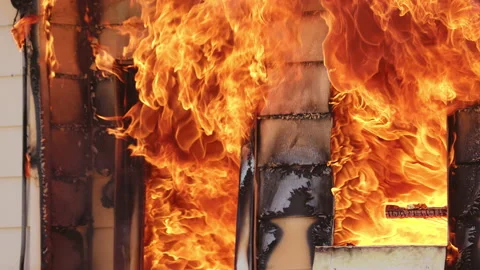 Flames in Window and Door 動画素材 197446064