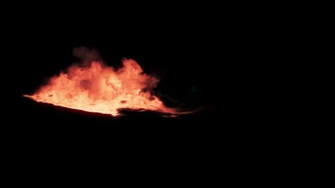 Flamethrower burst vfx. Realistic flame with smoke on black background. Fire FX Stock Footage 244580714