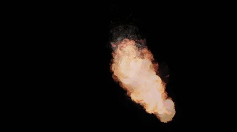 Flamethrower fire blast on black (back view) 库存影片 46370668