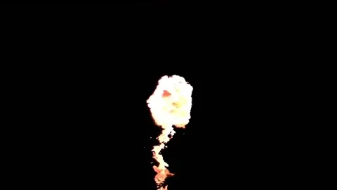 Flamethrower Fire Burst Shooting Upward Isolated Black Background VFX Stock Footage 340676464