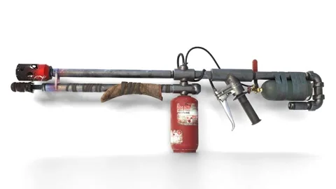 Flamethrower gun on white background Stock Footage 306777687