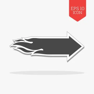 Flaming arrow icon. Speed concept. Flat design gray color symbol. Modern UI w Stock Illustration