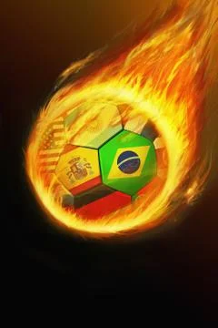 Flaming ball with world flags Stock Illustration