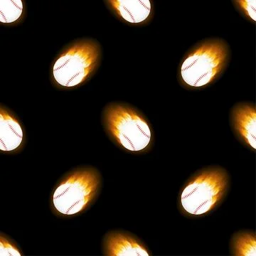 A flaming baseball ball pattern. Vector stock illustration. イラスト素材