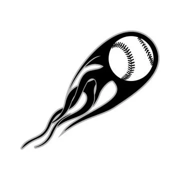 Flaming Baseball Rocket Symbol Design Stock Illustration