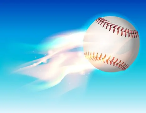 Flaming baseball in the sky illustration Stock Illustration