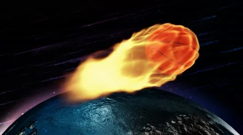 Flaming Basketball through Space 4K Loop Stock Footage 61471441