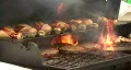 Flaming BBQ Grill 03 HD Footage