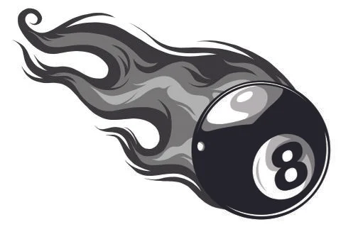 Flaming Billiards Eight Ball Vector Cartoon burning with Fire Flames vector Stock Illustration
