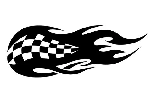 Flaming black and white checkered flag Stock Illustration