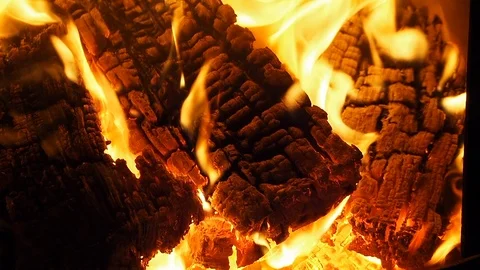 Flaming bonfire and red hot embers Stock Footage 110921369