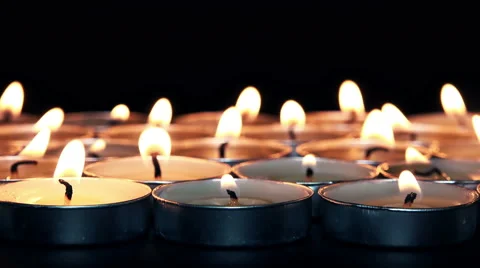 Flaming Candles Focus Changed. 4K Stock Footage 45793977