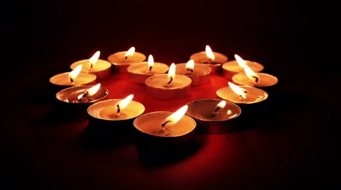 Flaming Candles in Heart Shape. 4K Stock Footage 45797511