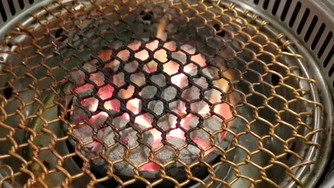 Flaming Charcoal Grill Stock Footage 145958071