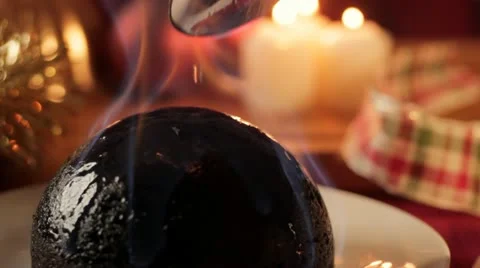 Flaming Christmas Pudding Video stock 12273644