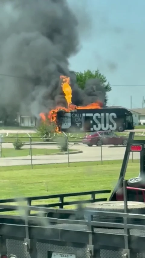 Flaming City Bus Explodes In Shreveport, Louisiana, Shreveport, Louisiana, USA - Stock Footage 306956213