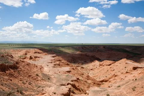 Flaming Cliffs rocks landscape, Mongolia. Gobi desert Stock Photos