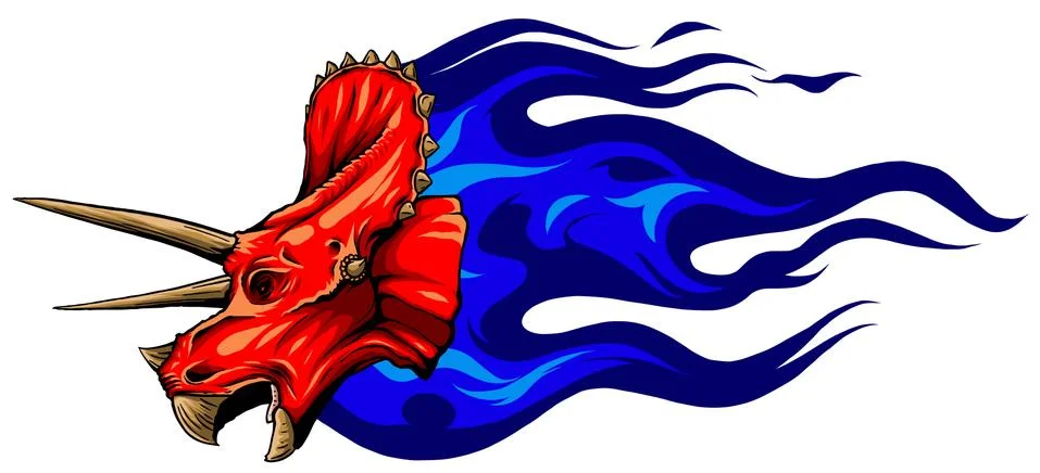 Flaming dinosaurus with flames isolated vector illustration Stock Illustration
