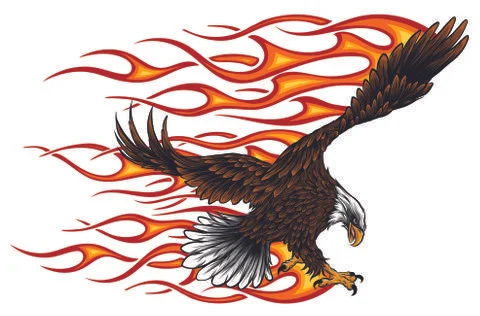 Flaming Eagle - vehicle graphic. Ready for vinyl cutting. . Stock Illustration