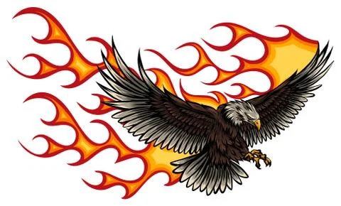 Flaming Eagle - vehicle graphic. Ready for vinyl cutting. . Stock Illustration