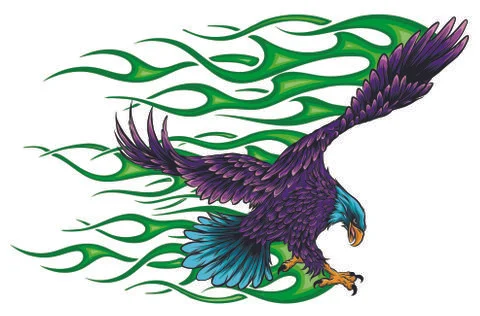 Flaming Eagle - vehicle graphic. Ready for vinyl cutting. . Stock Illustration