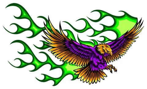 Flaming Eagle - vehicle graphic. Ready for vinyl cutting. . Stock Illustration