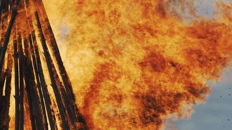 Flaming Easter Fire Stock Footage 90396776