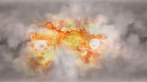 Flaming Eyes In Burning Smoke Loop Ready Stock Footage 114971242