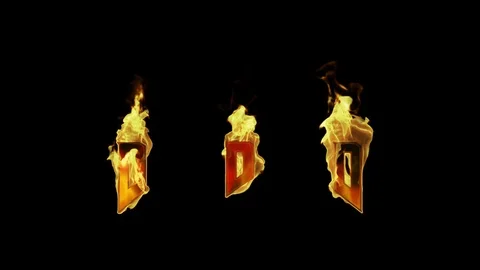 Flaming Fire Letter D Stock Footage 107400671