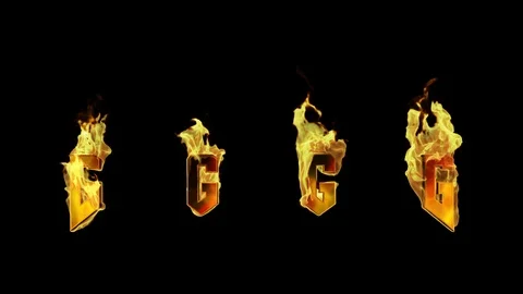 Flaming Fire Letter G Stock Footage 107400927