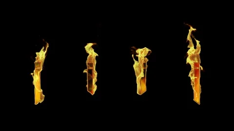 Flaming Fire Letter I Stock Footage 107400935