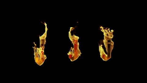 Flaming Fire Letter J Stock-Footage 107400939